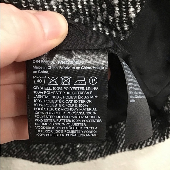 NWT H&M Women’s Short Pea Coat Double-Breasted Twill Jacket Gray Black Size S - Picture 4 of 5